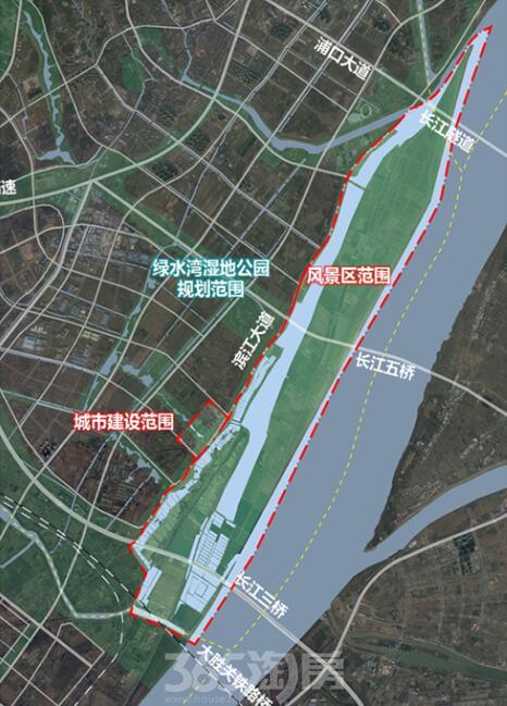 绿水湾生态湿地公园于2007年成功申请国家城市湿地公园，对接江北新区四带连廊、六轴通江的发展结构，绿水湾湿地公园作为江北新区与长江的重要交界面，是未来江北新区城市形象塑造的特色平台，以及生态文明展示的重要窗口。